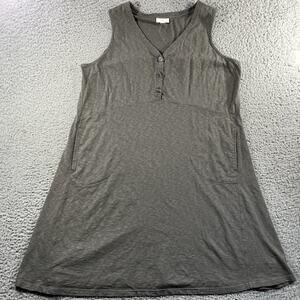 J JILL DRESS WOMENS PETITE XL GREEN BUTTON FRONT COTTON MODAL POCKETS SLEEVELESS